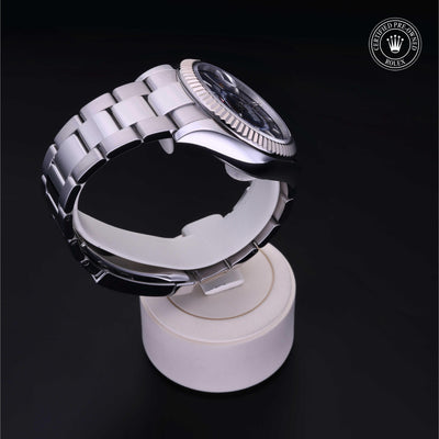 Rolex Certified Pre-owned Sky-Dweller M326934-0003 front on black background