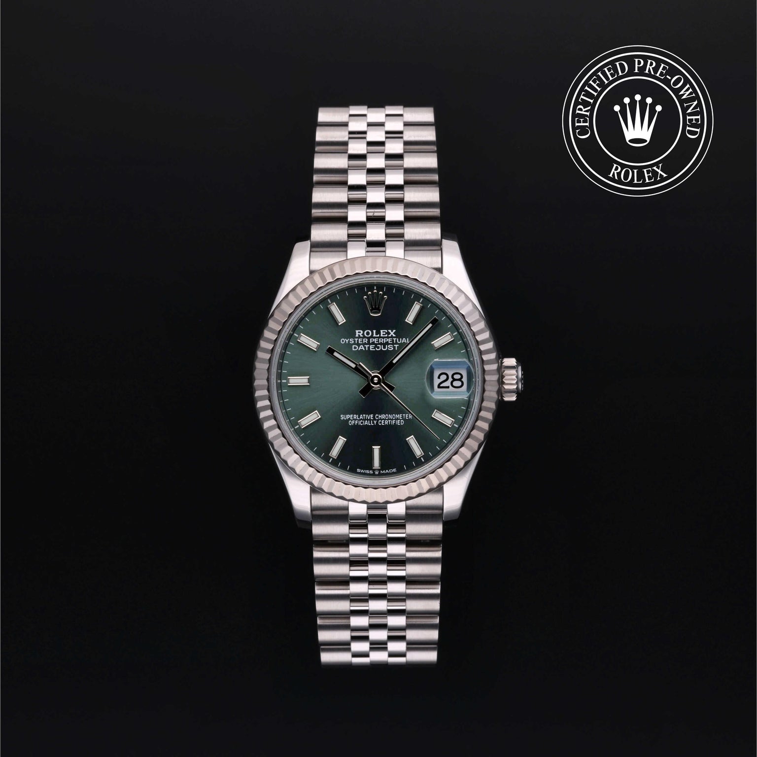 Rolex Certified Pre-owned Lady Datejust M278274-0018 front on black background