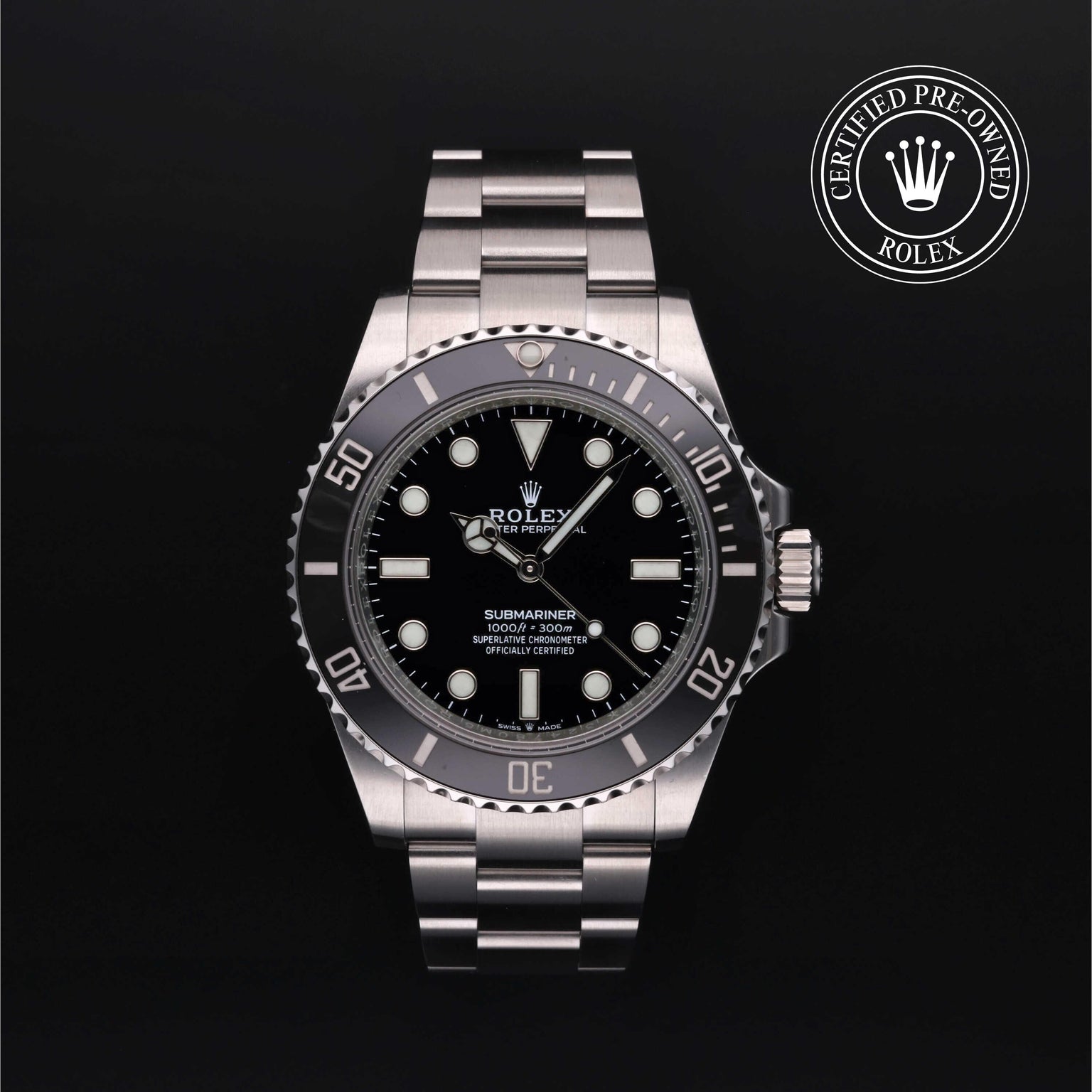 Rolex CPO Submariner M124060 front on white background