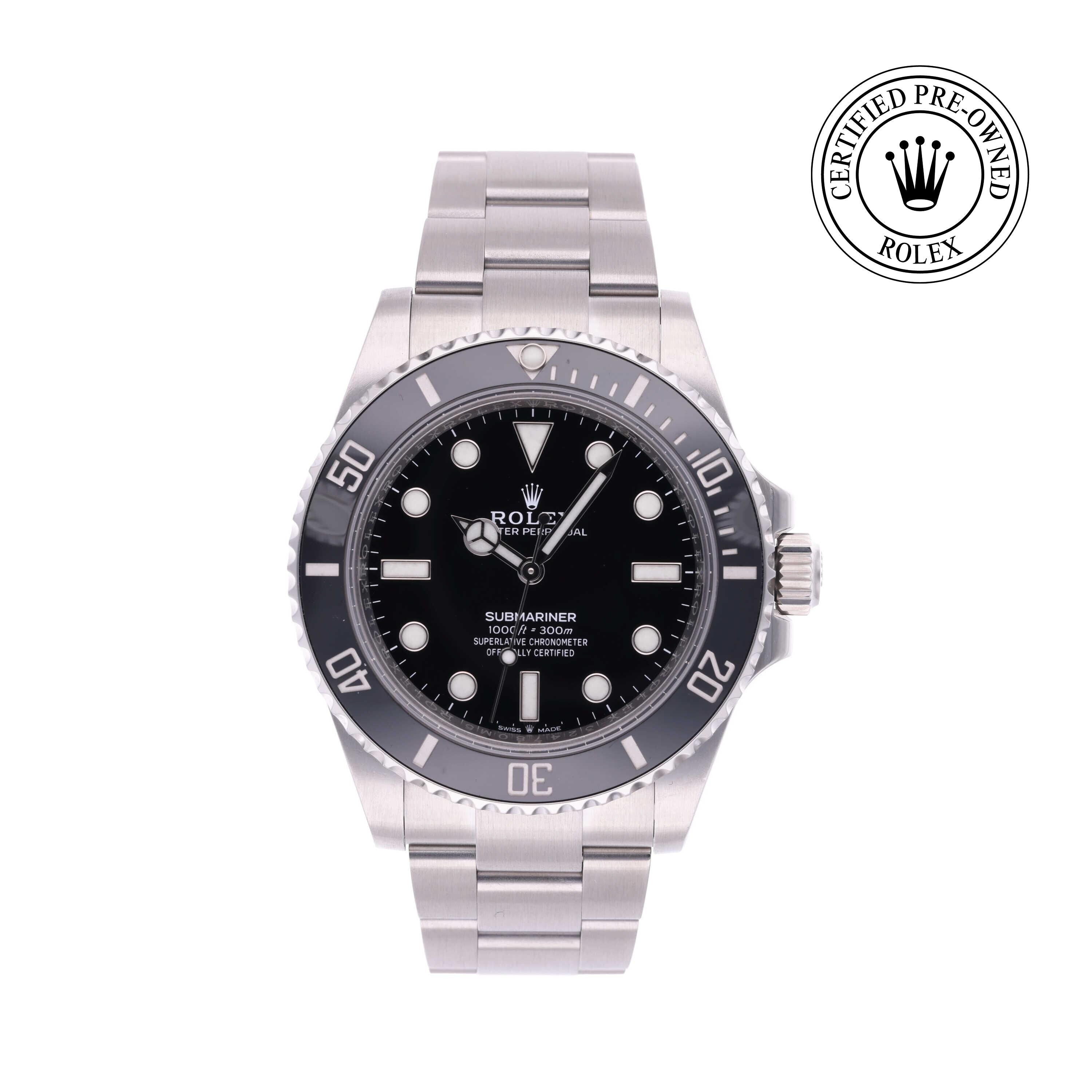 Rolex CPO Submariner M124060 front on white background