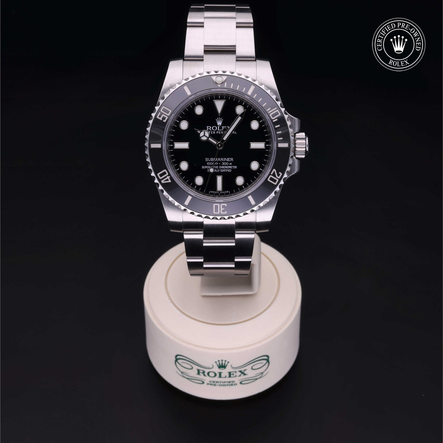 Rolex Certified Pre-owned Submariner M114060-0002 front on black background