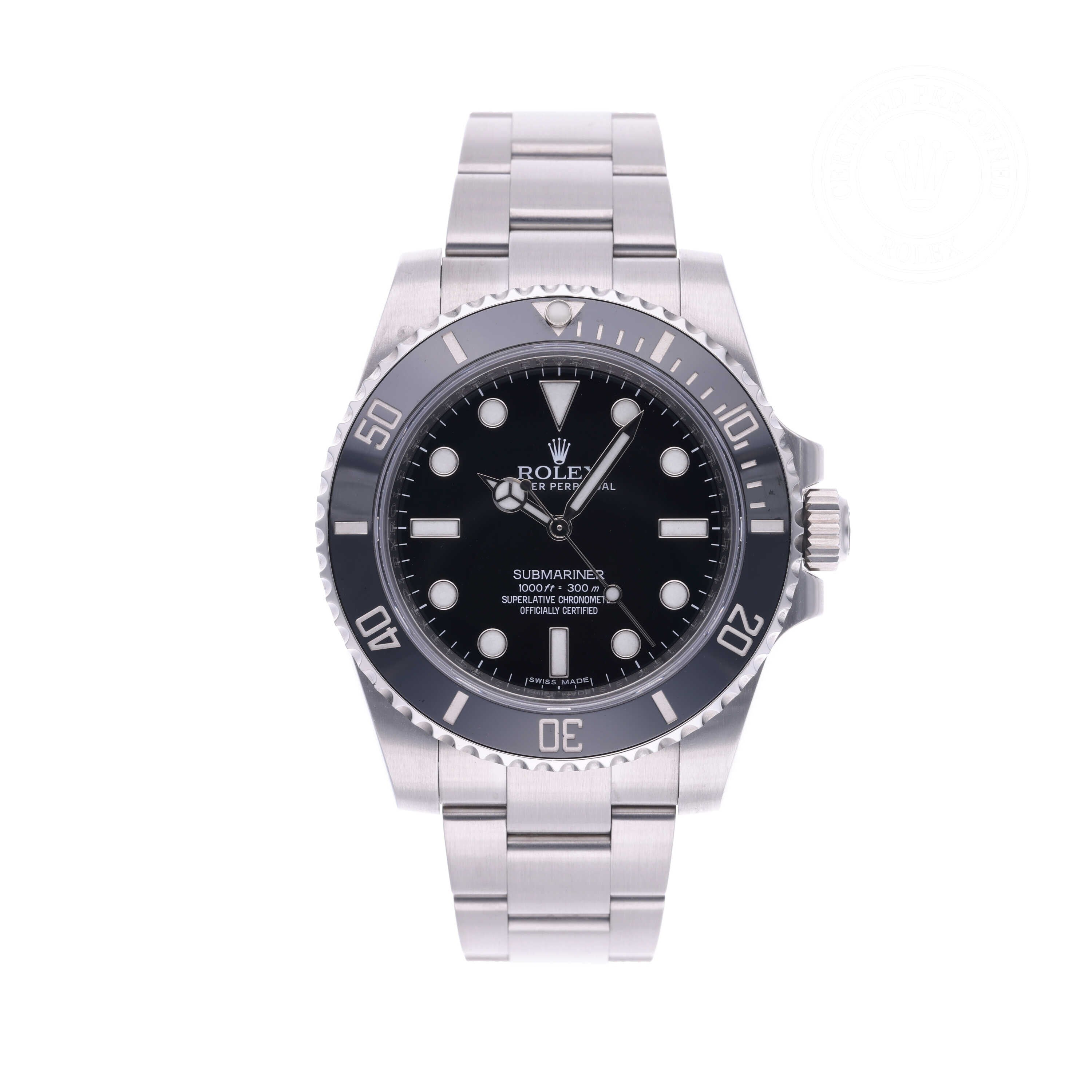 Rolex Certified Pre-owned Submariner M114060-0002 front on white background
