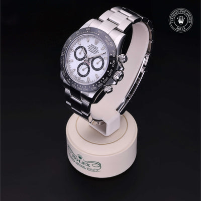 Rolex Certified Pre-owned Daytona M116500LN-0001 front on black background