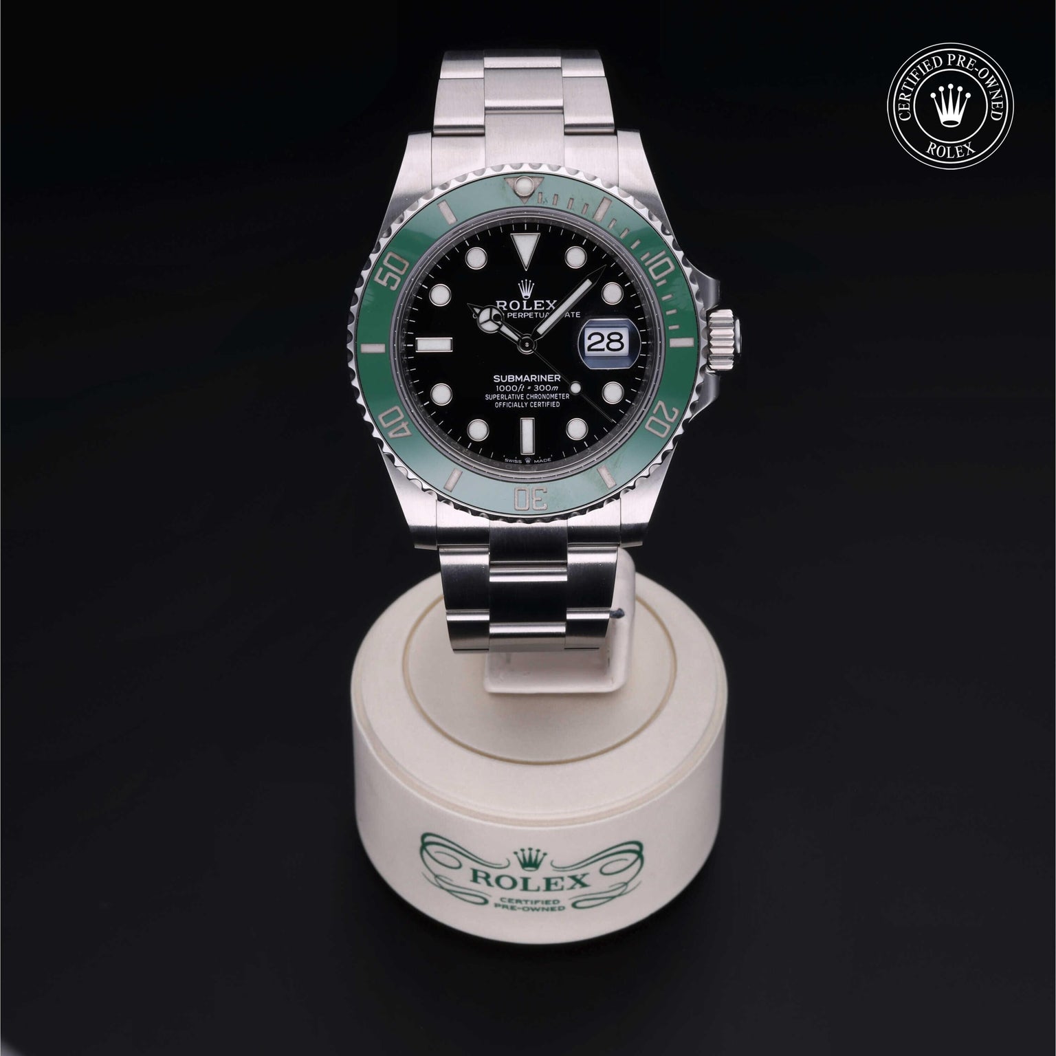 Rolex CPO Submariner M126610LV front on white background
