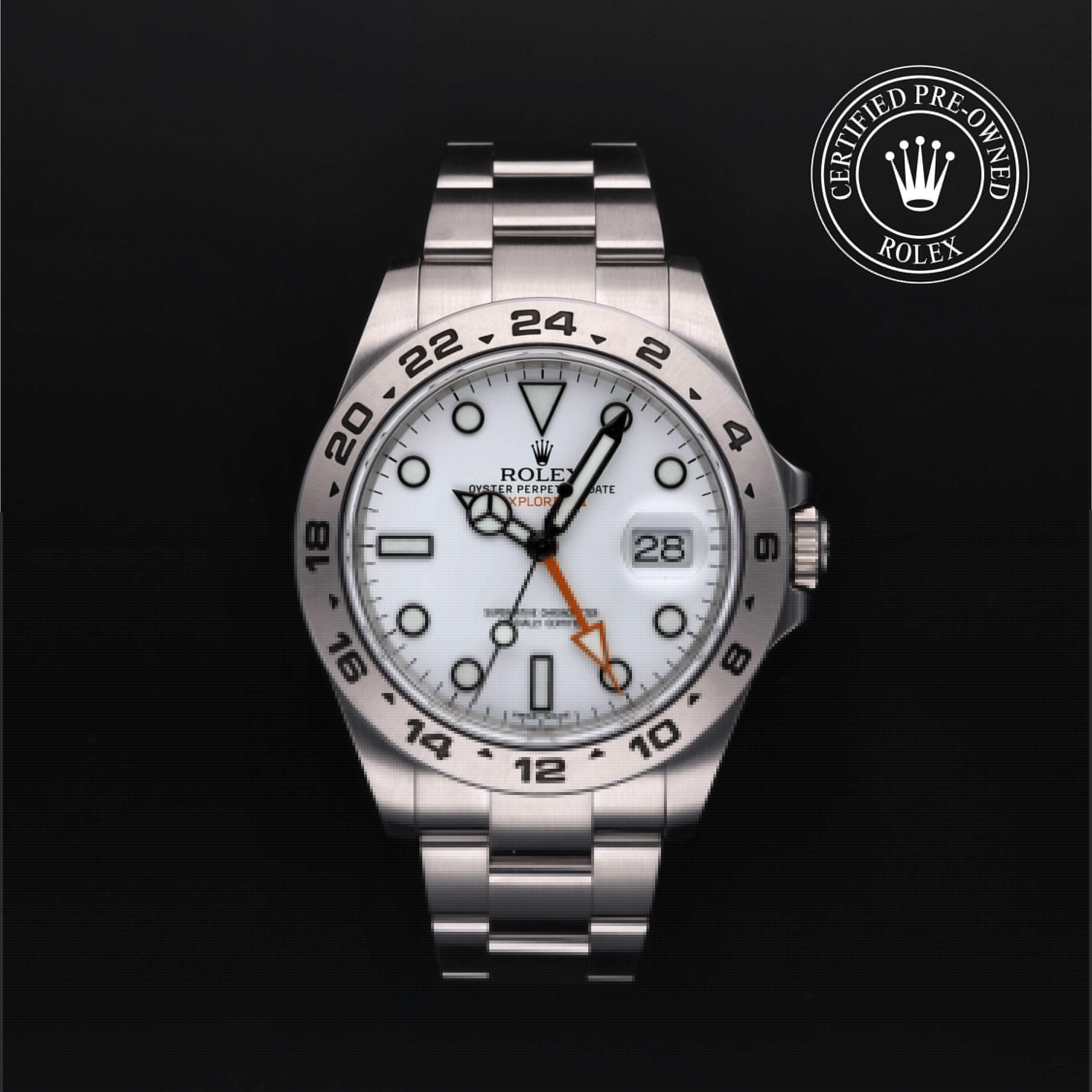 Rolex CPO Explorer M216570 front on white background