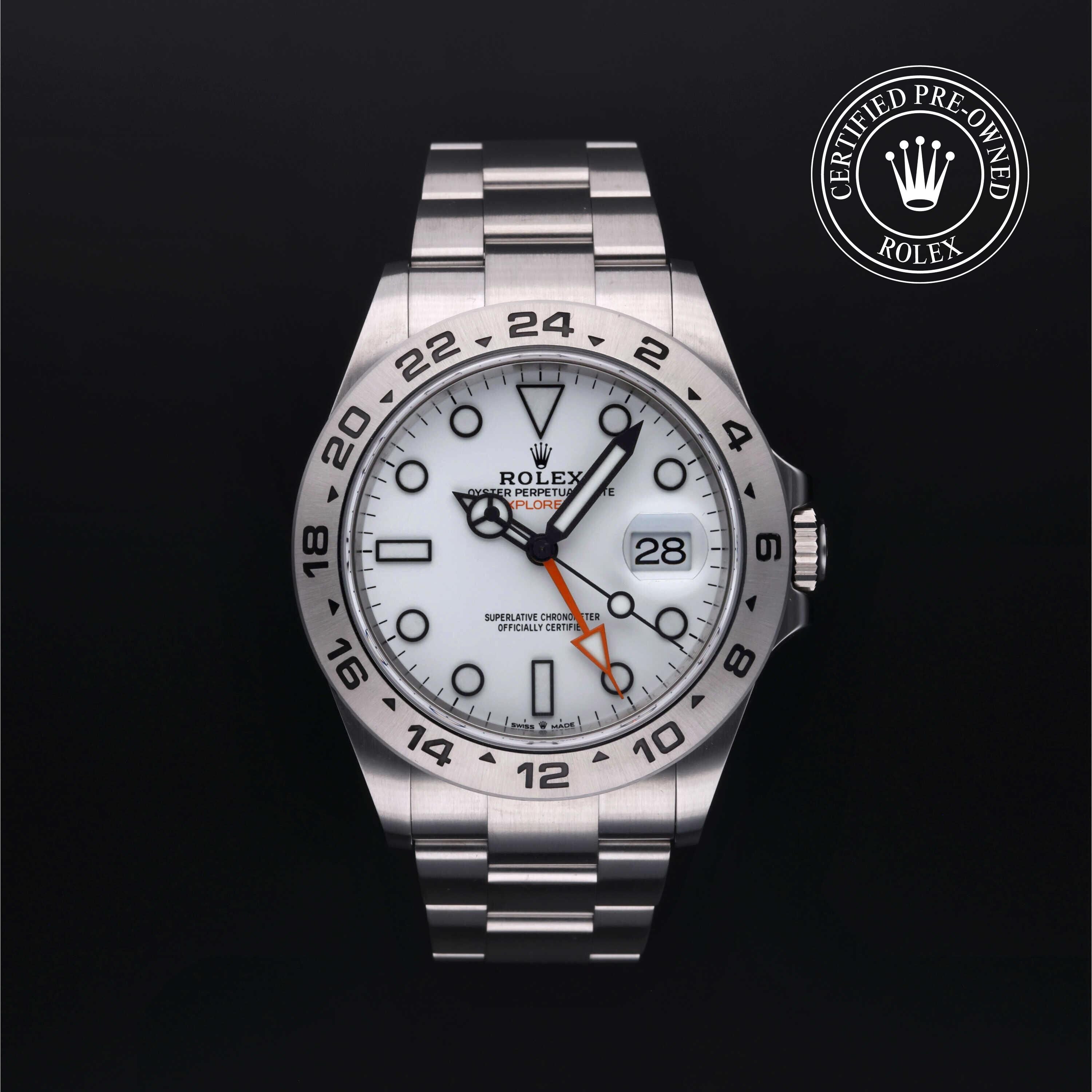 Rolex Certified Pre-owned Explorer M226570-0001 front on black background