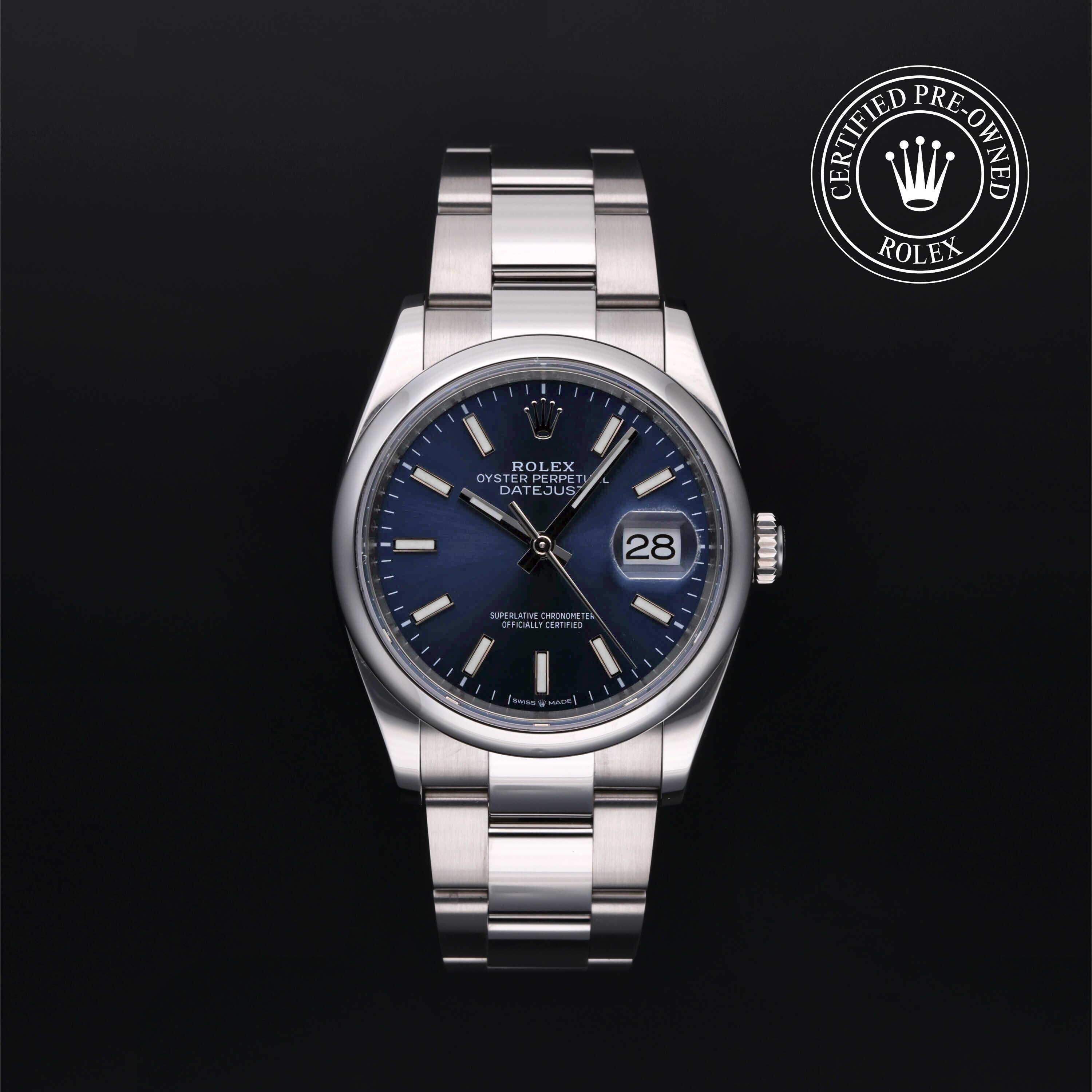 Rolex Certified Pre-owned Datejust M126200-0006 front on black background