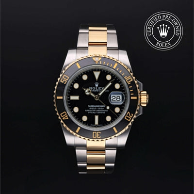 Rolex CPO Submariner M116613LN front on white background