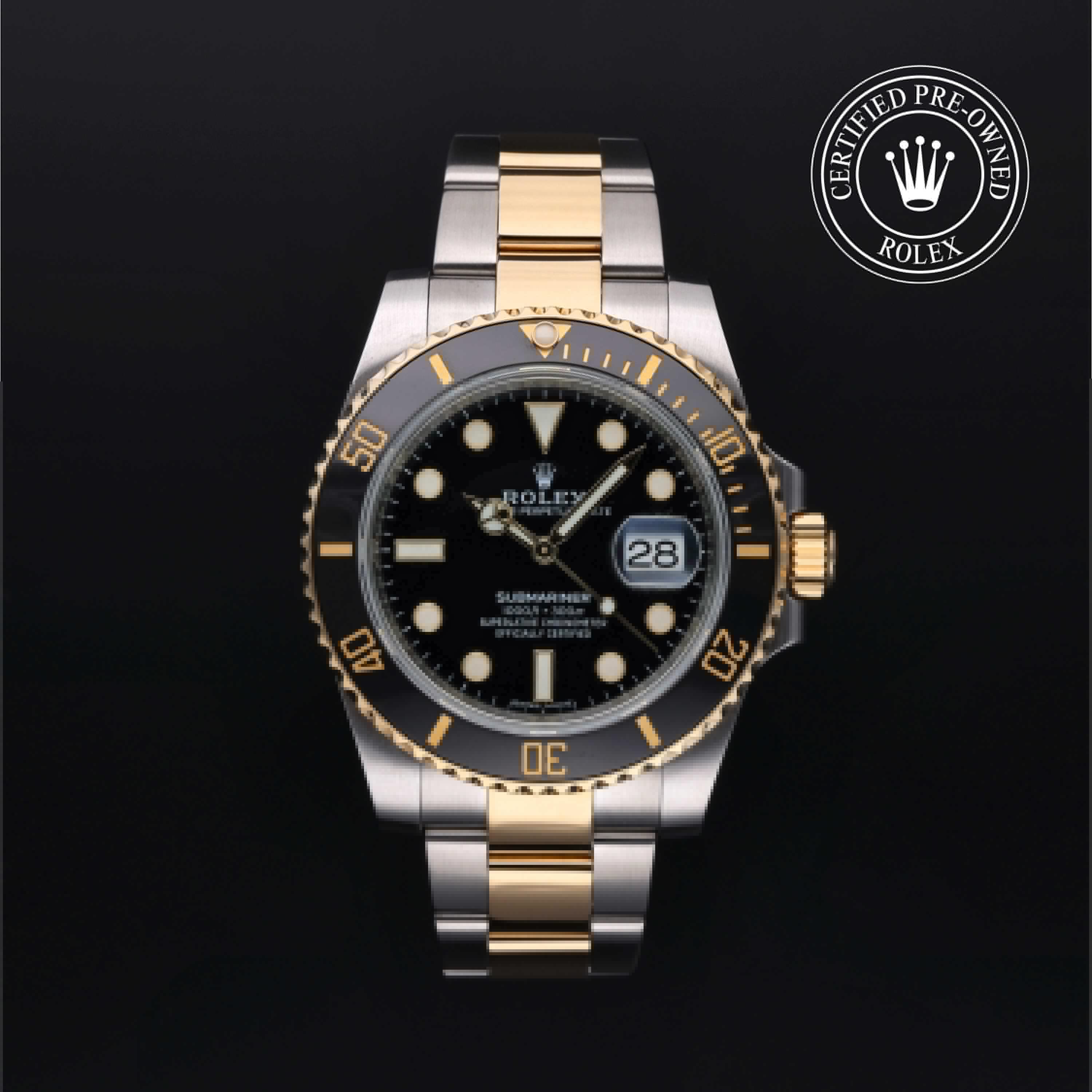 Rolex CPO Submariner M116613LN front on white background