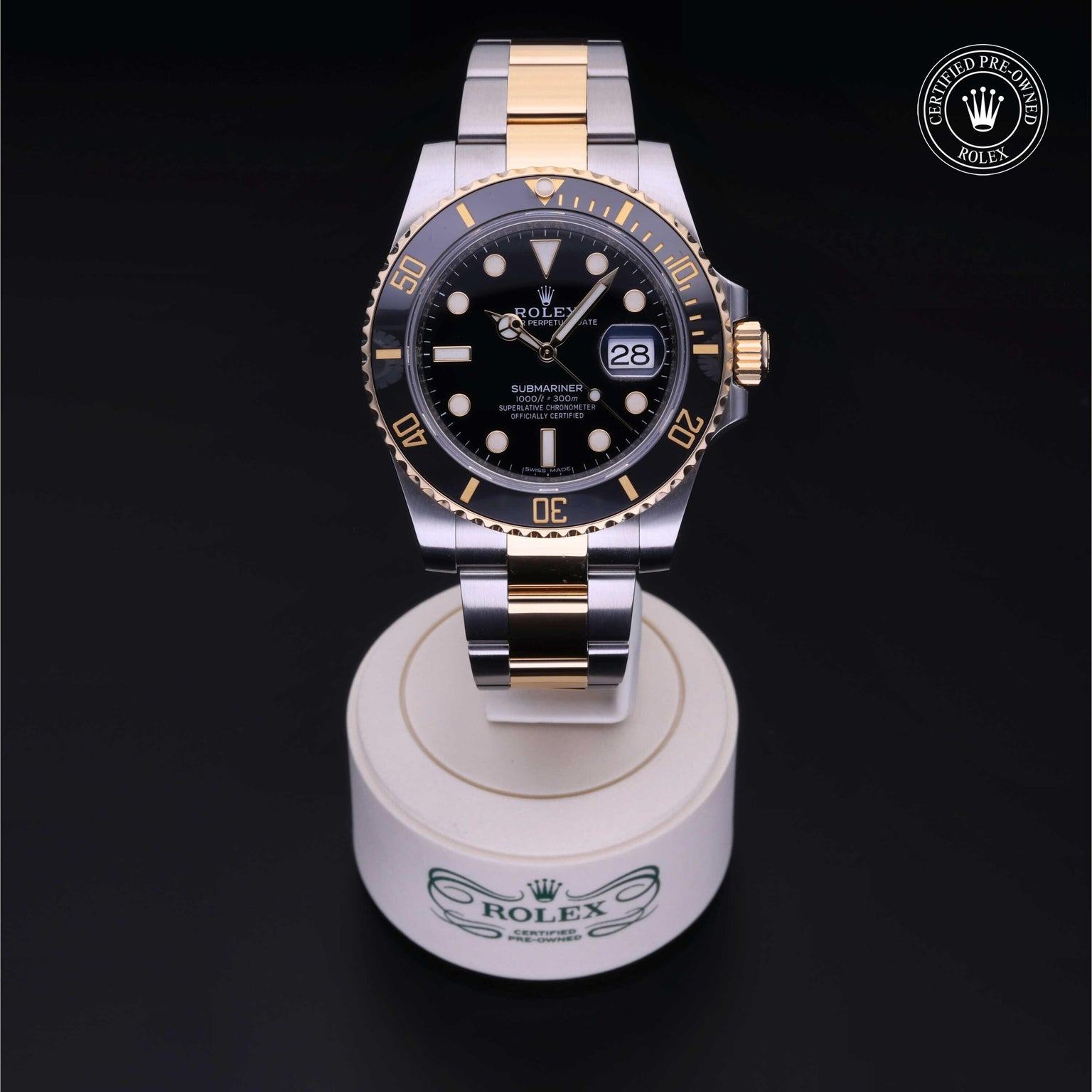 Rolex CPO Submariner M116613LN front on white background
