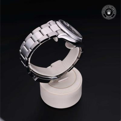 Rolex Certified Pre-owned Datejust M126200-0006 front on black background