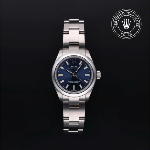 Rolex Certified Pre-owned Oyster Perpetual M276200-0003 front on black background
