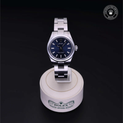 Rolex Certified Pre-owned Oyster Perpetual M276200-0003 front on black background