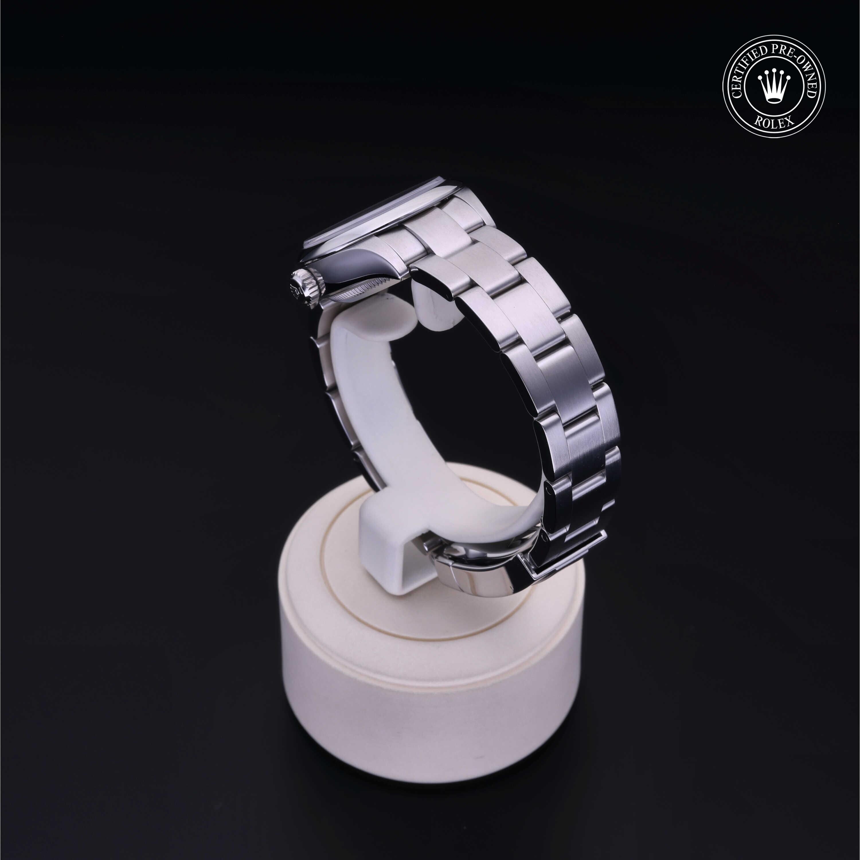 Rolex Certified Pre-owned Oyster Perpetual M276200-0003 front on black background