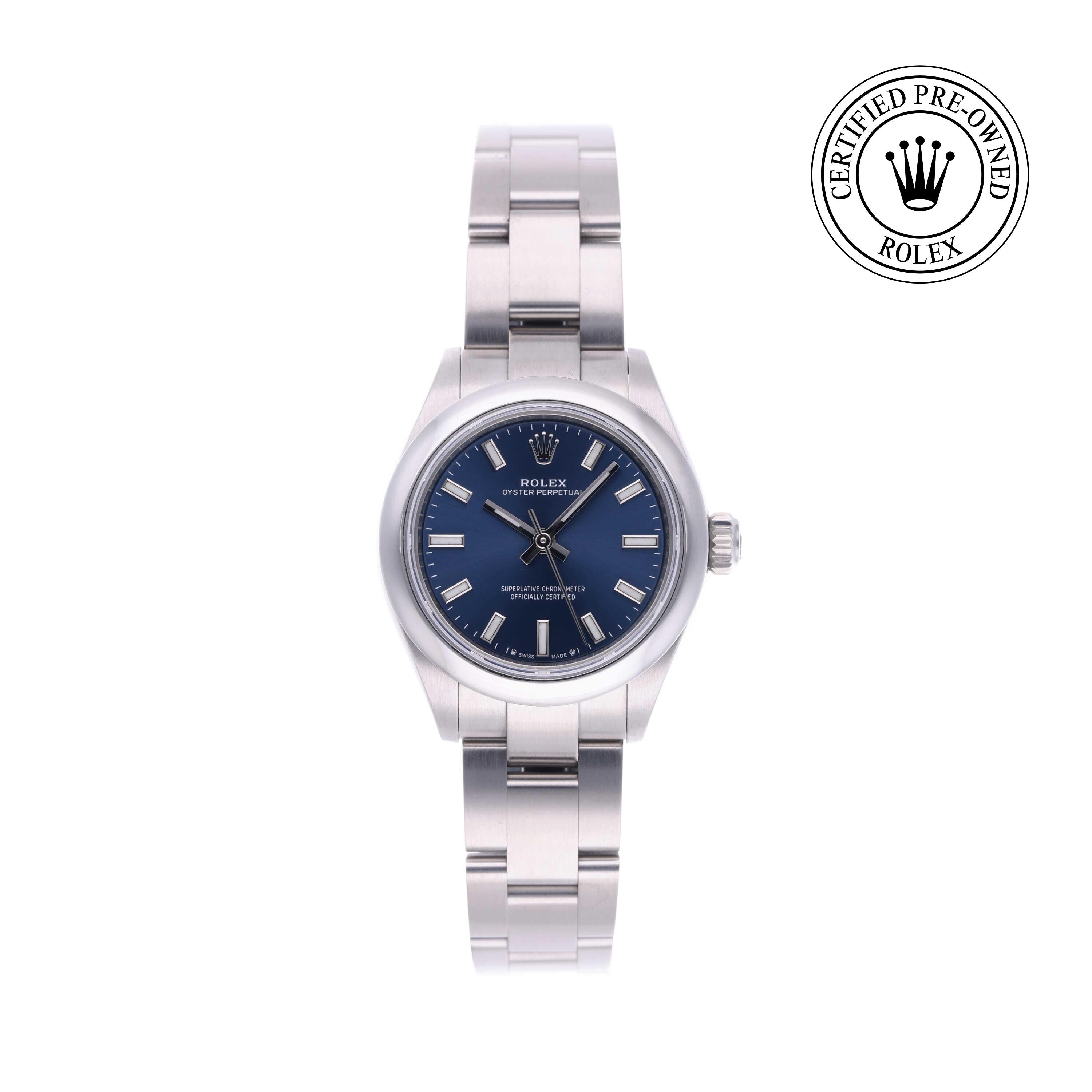 Rolex Certified Pre-owned Oyster Perpetual M276200-0003 front on white background