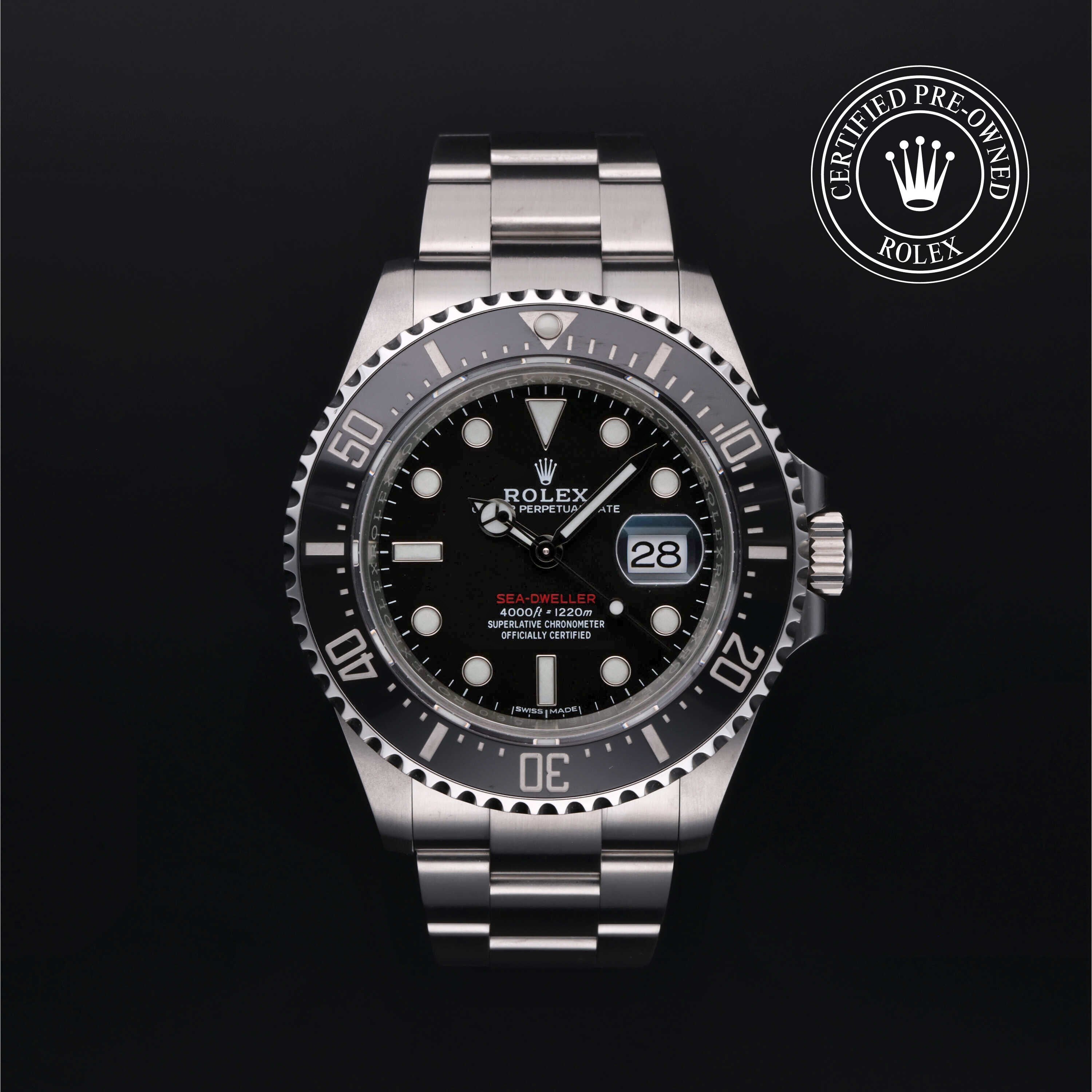 Rolex Certified Pre-owned Sea-Dweller M126600-0001 front on black background