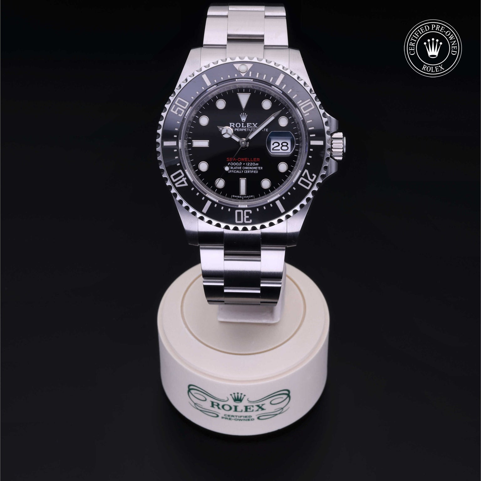 Rolex Certified Pre-owned Sea-Dweller M126600-0001 front on black background