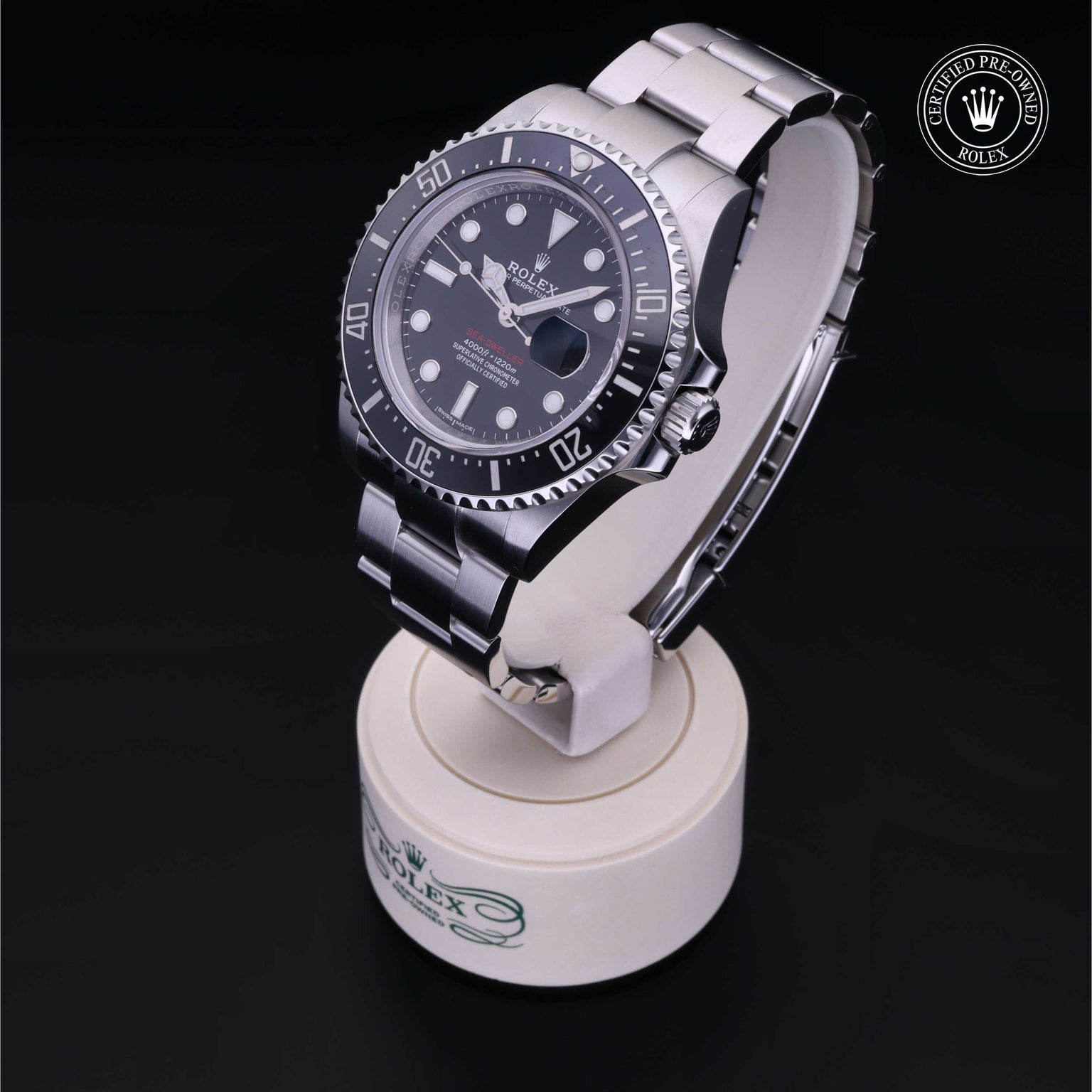 Rolex Certified Pre-owned Sea-Dweller M126600-0001 front on black background