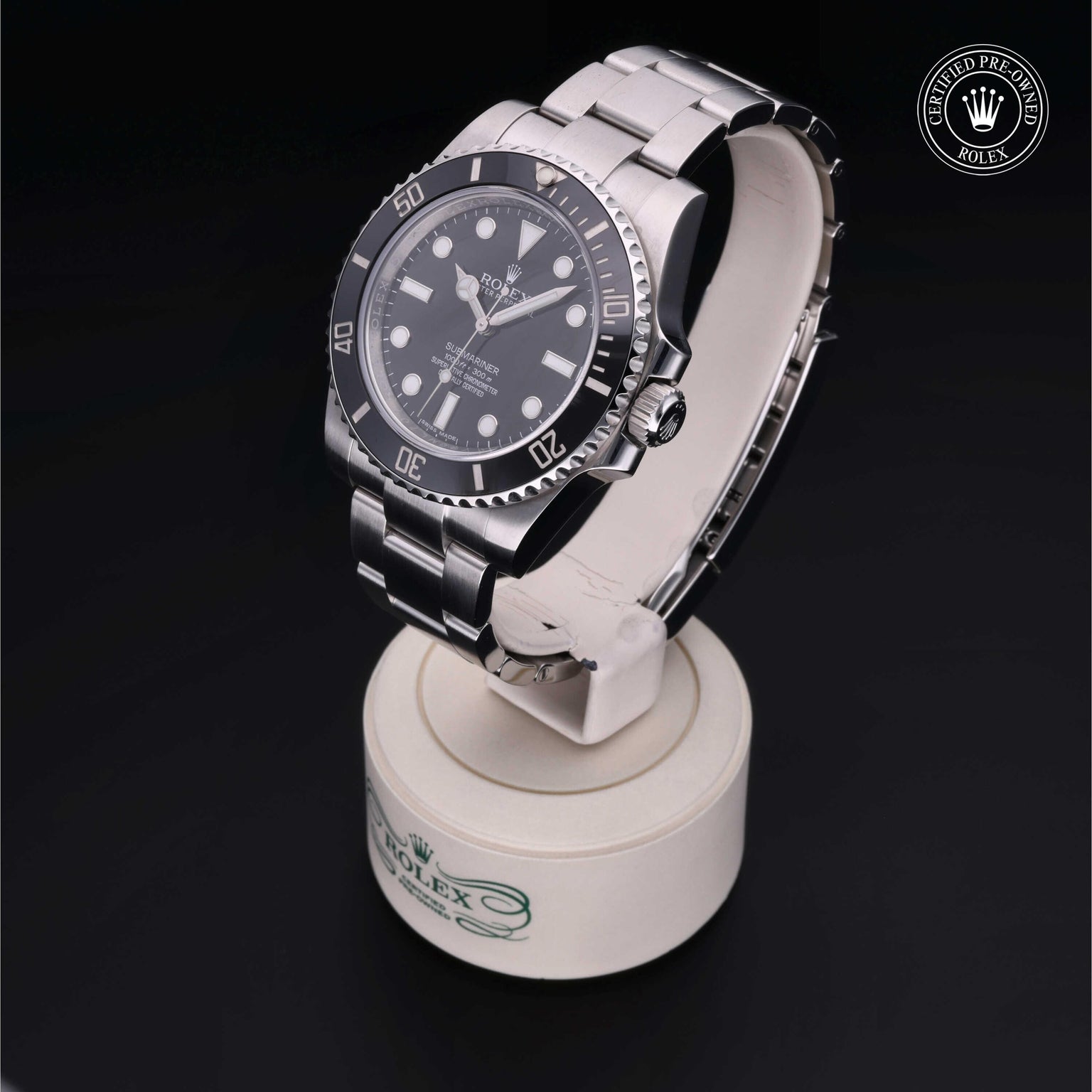 Rolex Certified Pre-owned Submariner M114060-0002 front on black background