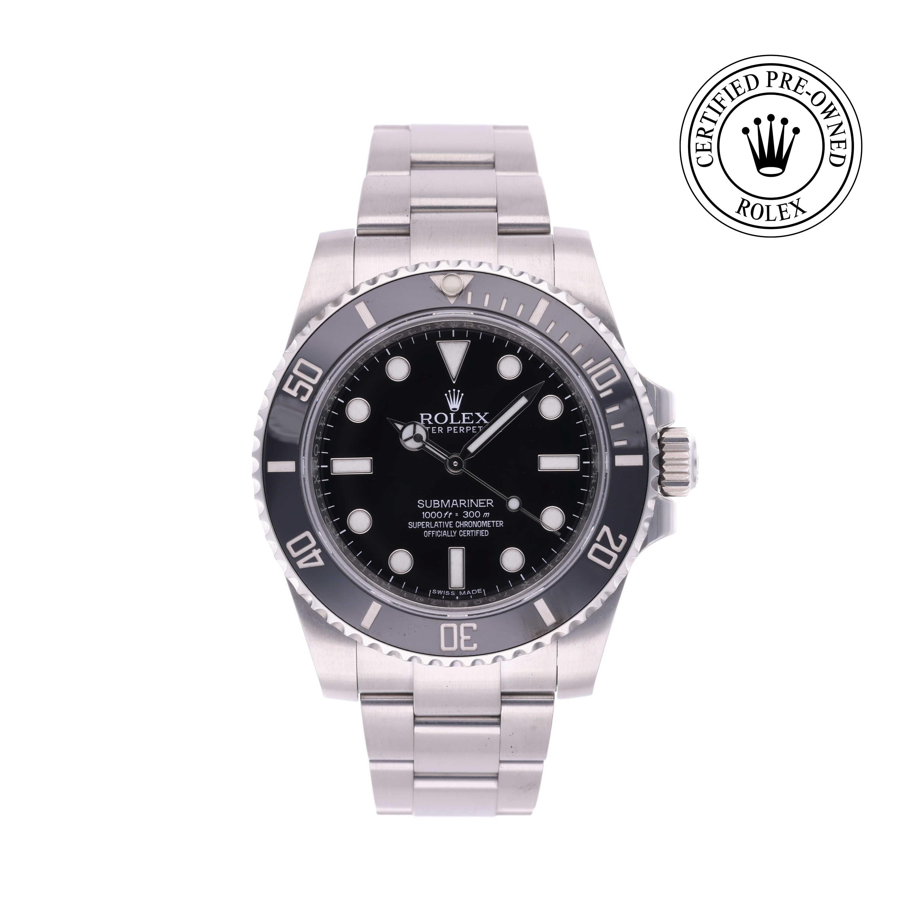 Rolex Certified Pre-owned Submariner M114060-0002 front on white background