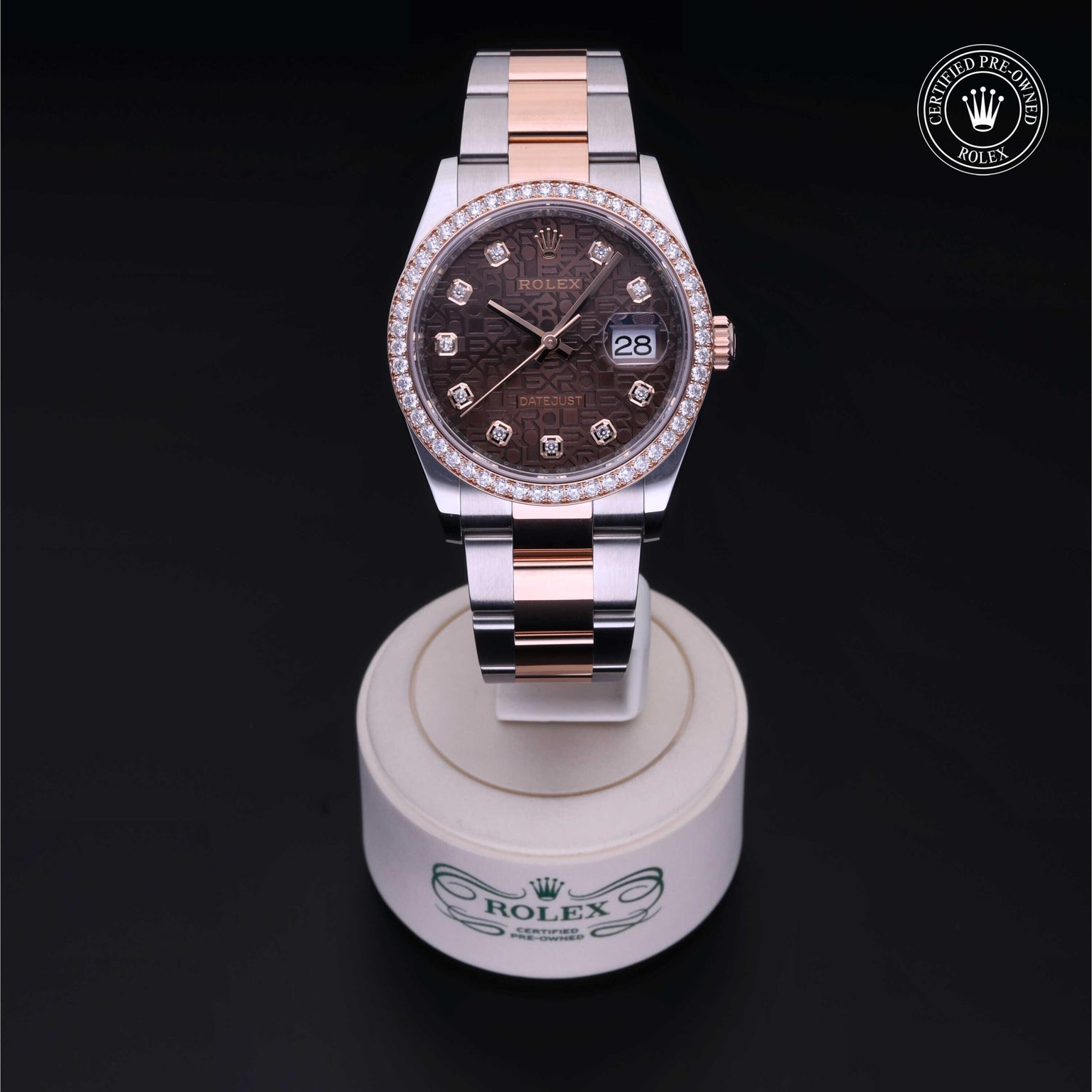 Rolex CPO Datejust M126281RBR front on white background