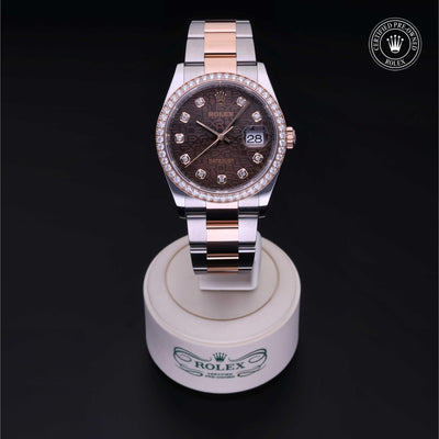 Rolex CPO Datejust M126281RBR front on white background