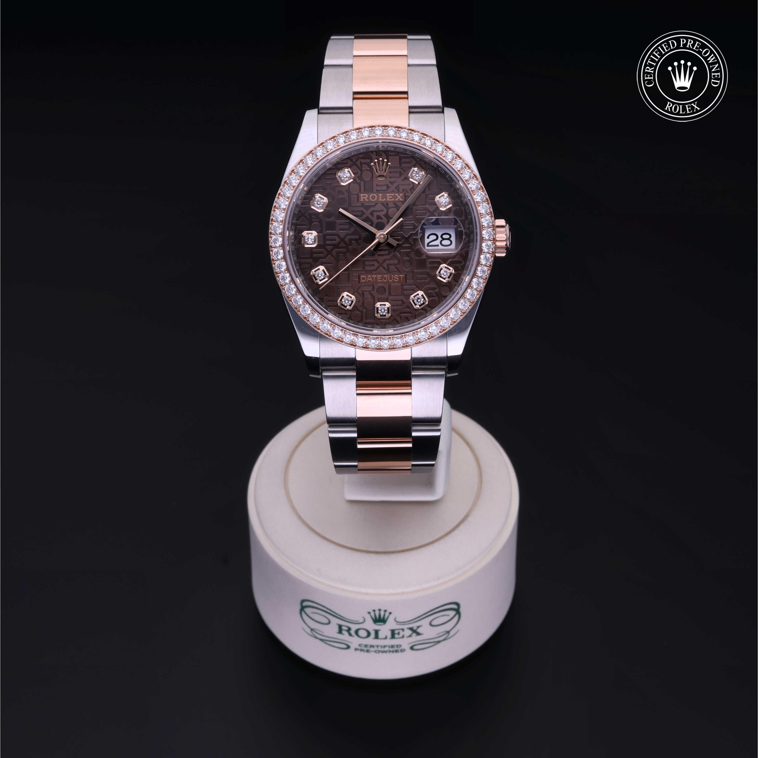 Rolex CPO Datejust M126281RBR front on white background