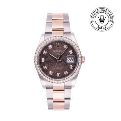 Rolex CPO Datejust M126281RBR front on white background