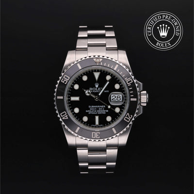 Rolex Certified Pre-owned Submariner M116610LN-0001 front on black background