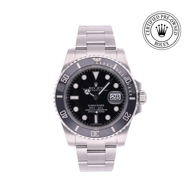 Rolex Certified Pre-owned Submariner M116610LN-0001 front on white background