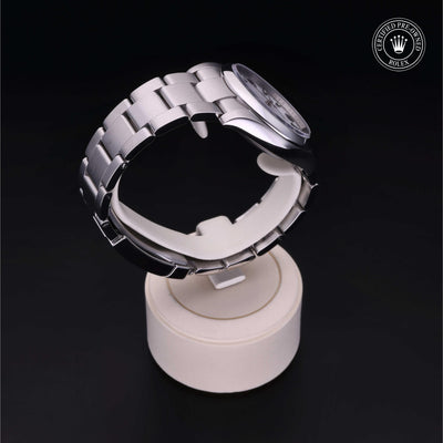 Rolex Certified Pre-owned Air-King M114200-0003 front on black background