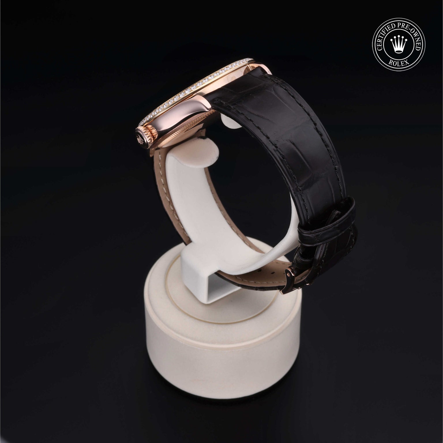 Rolex Certified Pre-owned Cellini M50705RBR-0010 front on black background