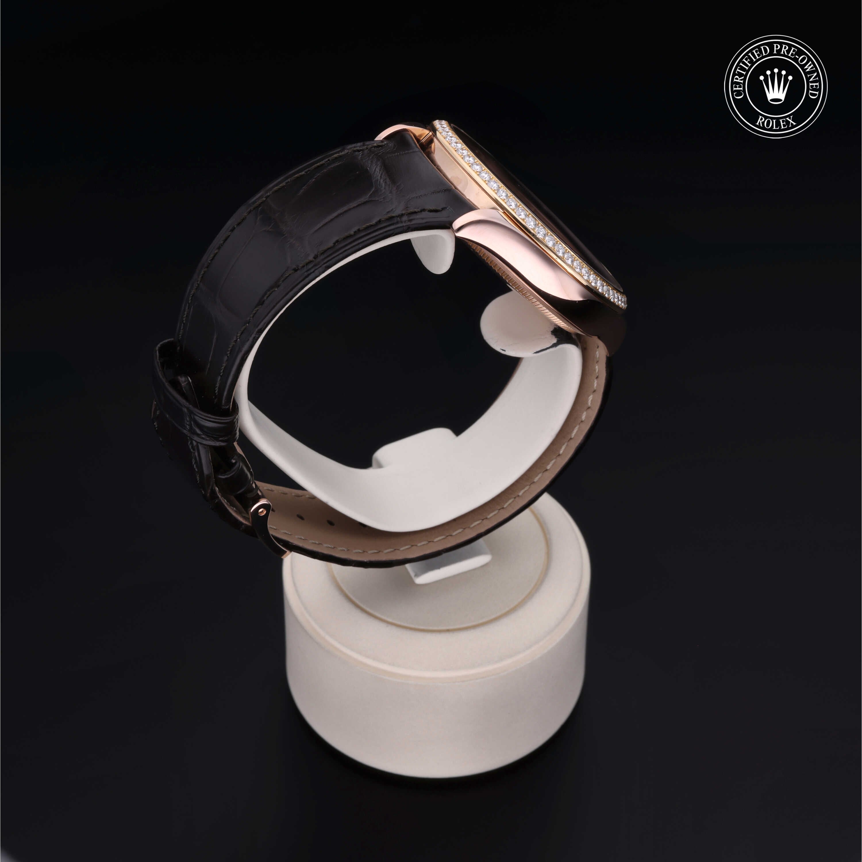 Rolex Certified Pre-owned Cellini M50705RBR-0010 front on black background