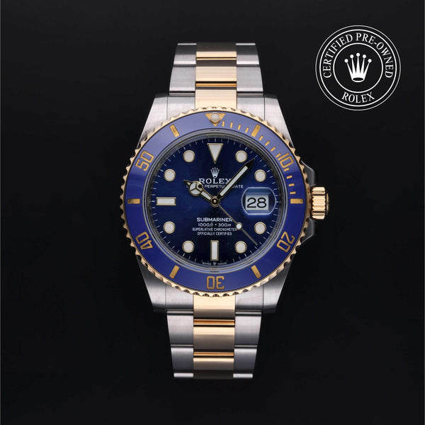 Rolex Certified Pre-owned Submariner M126613LB-0002 front on black background
