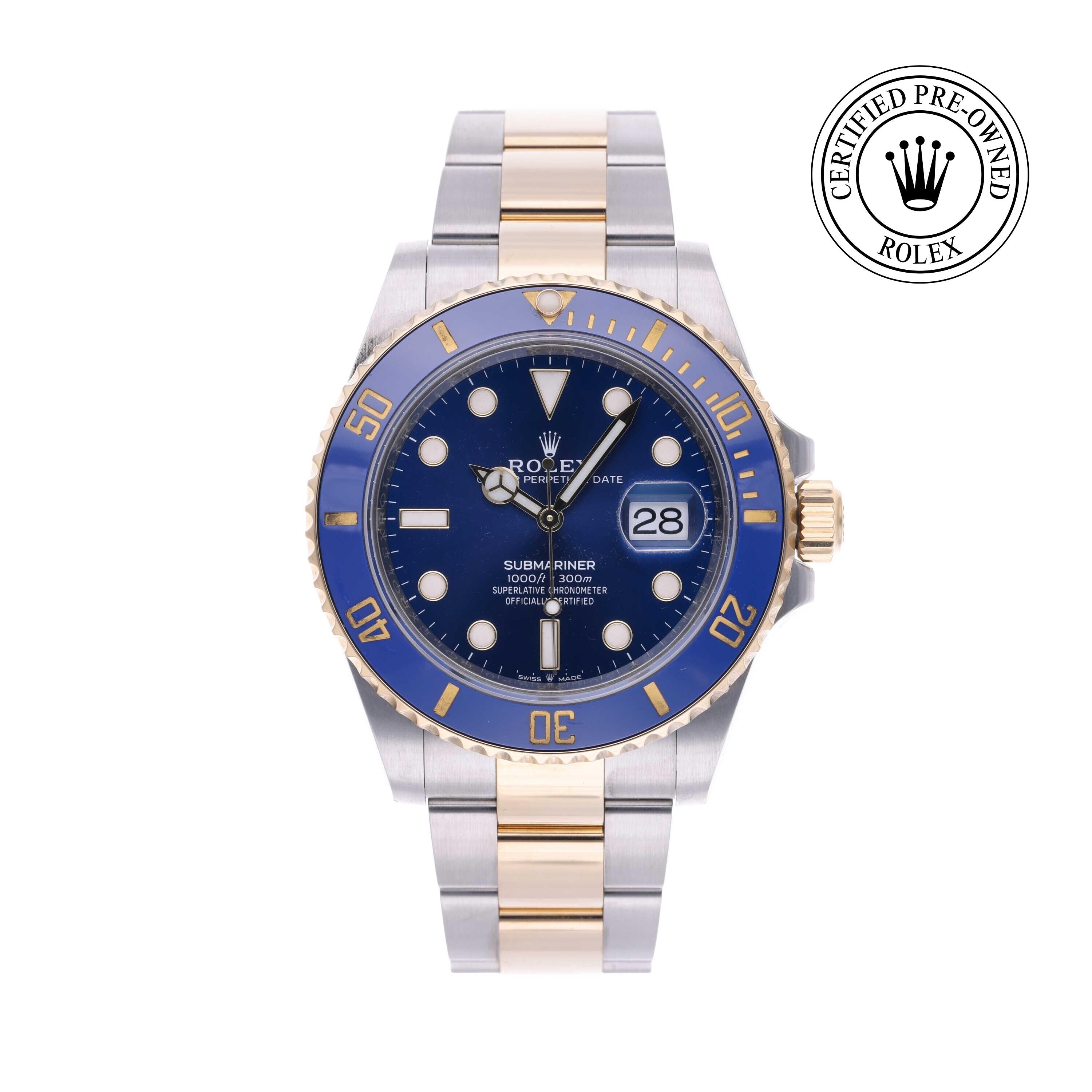 Rolex Certified Pre-owned Submariner M126613LB-0002 front on white background