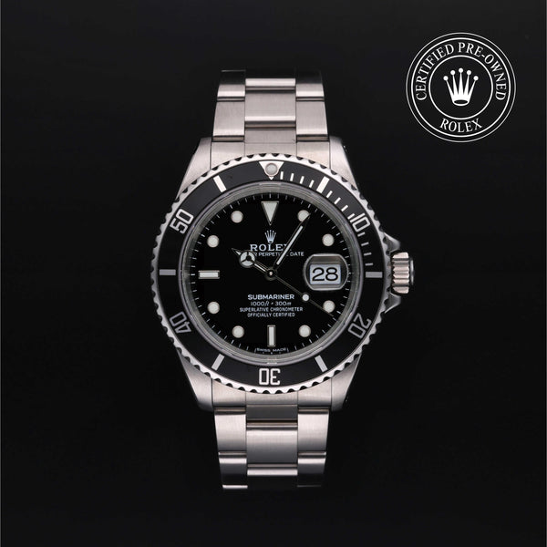 Rolex CPO Submariner M16610 front on white background