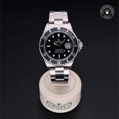 Rolex CPO Submariner M16610 front on white background
