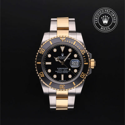 Rolex Certified Pre-owned Submariner M116613LN-0001 front on black background