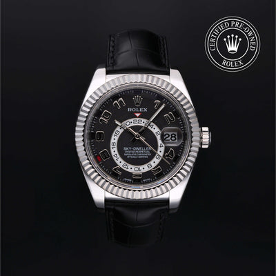 Rolex Certified Pre-owned Sky-Dweller M326139-0003 front on black background