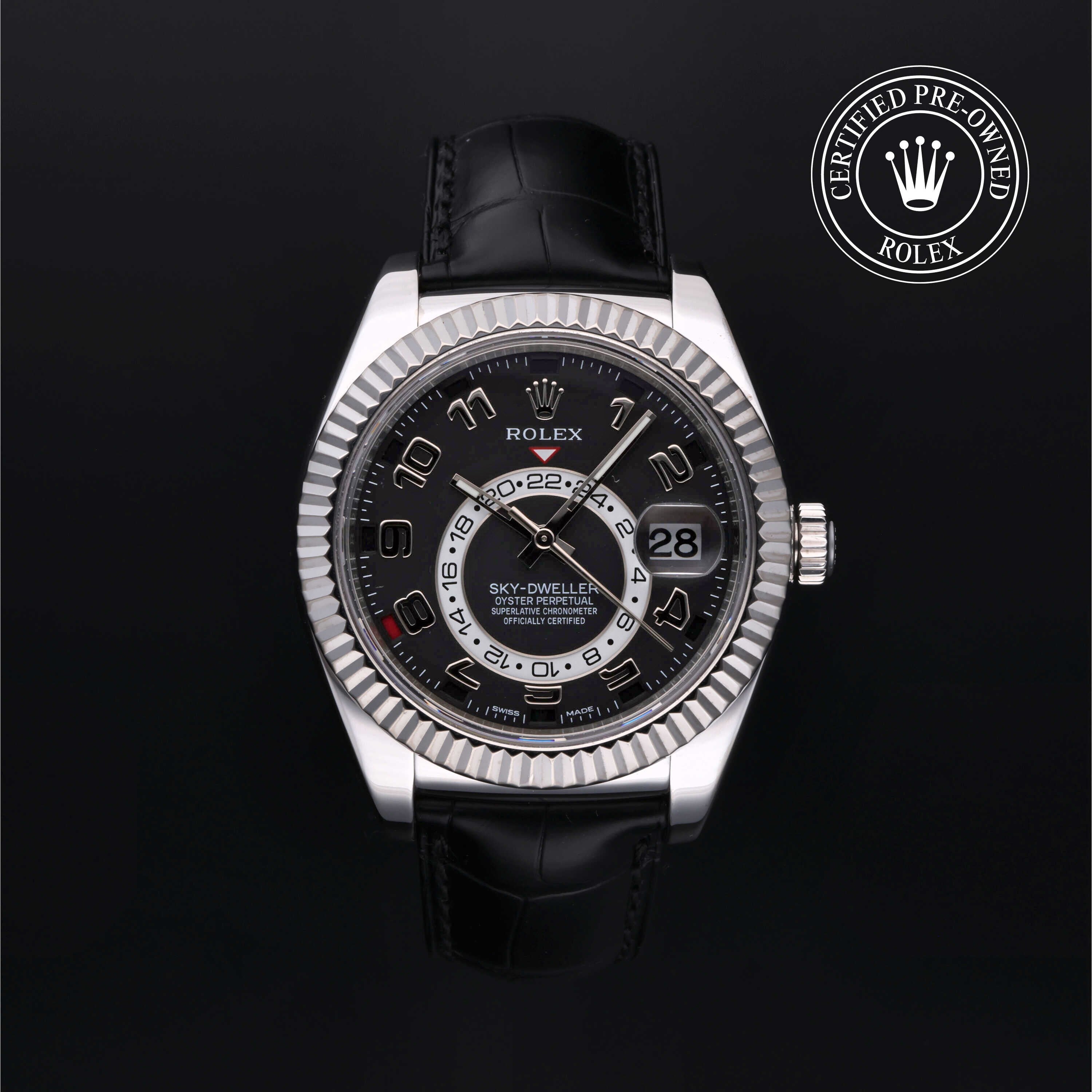 Rolex Certified Pre-owned Sky-Dweller M326139-0003 front on black background