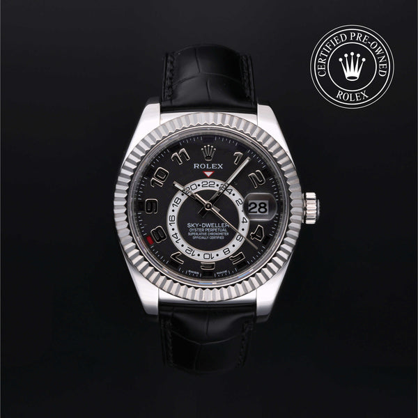 Rolex Certified Pre-owned Sky-Dweller M326139-0003 front on black background