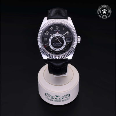 Rolex Certified Pre-owned Sky-Dweller M326139-0003 front on black background