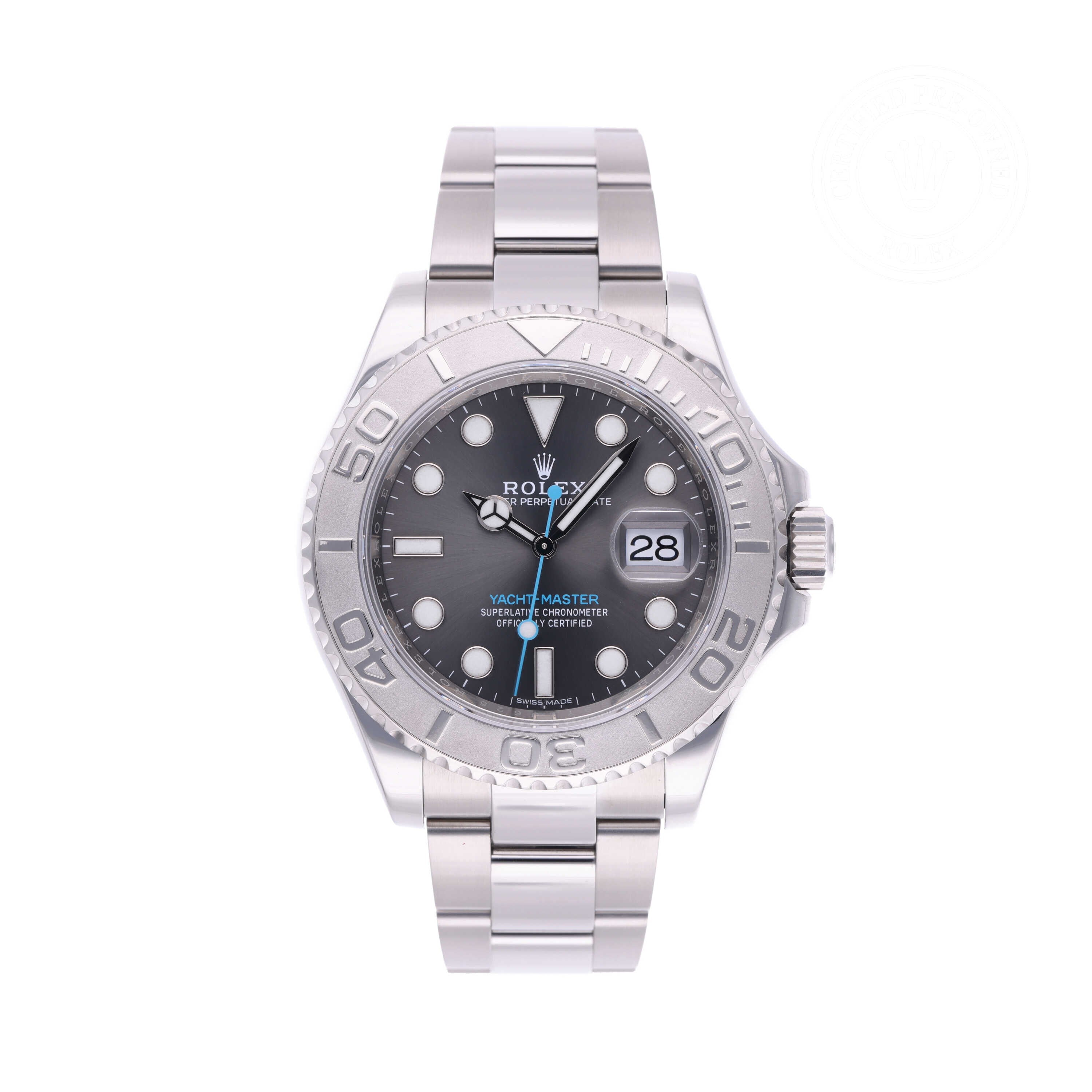 Rolex Certified Pre-owned Yacht-Master M116622-0003 front on white background