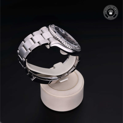 Rolex Certified Pre-owned Yacht-Master M126622-0002 front on black background