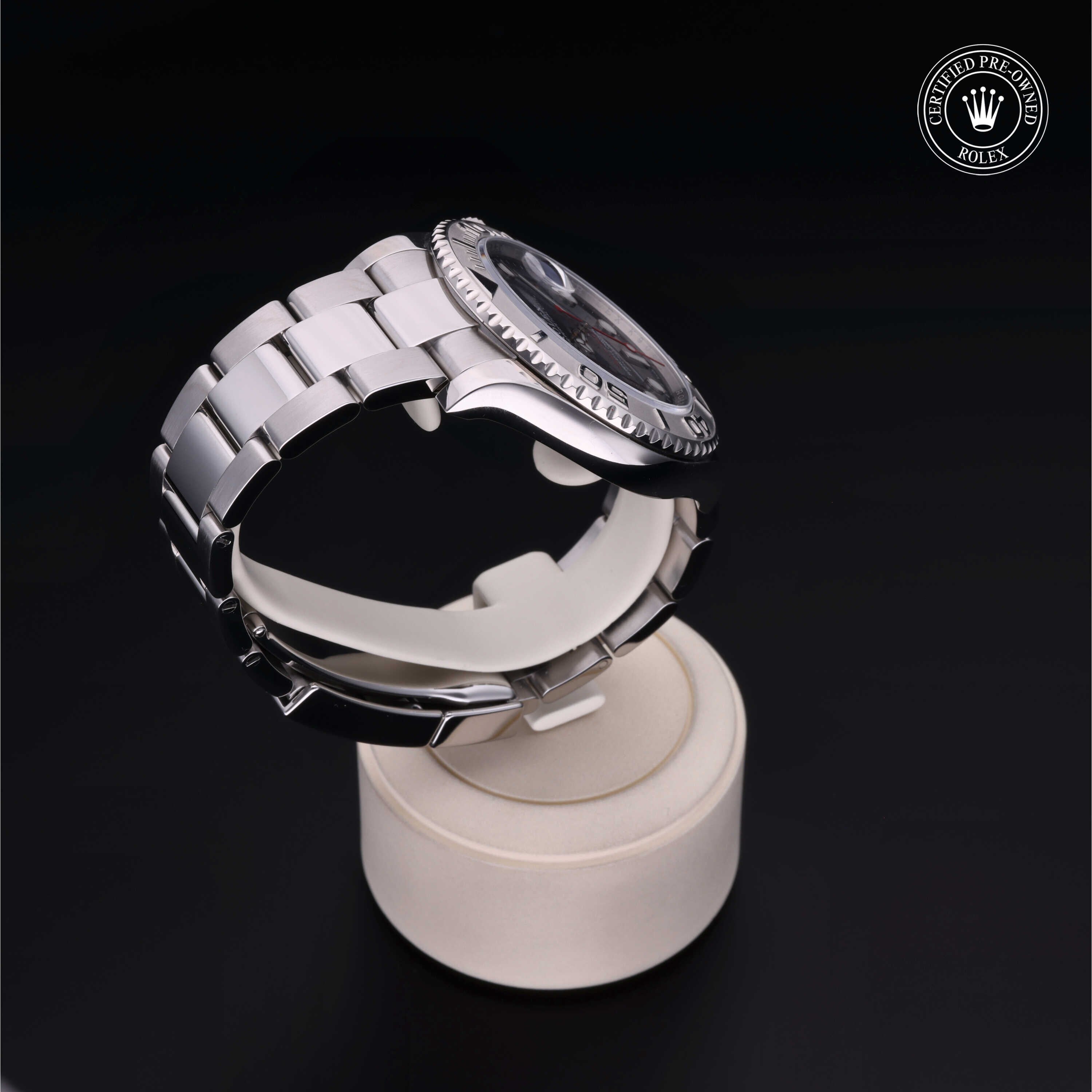 Rolex Certified Pre-owned Yacht-Master M126622-0002 front on black background