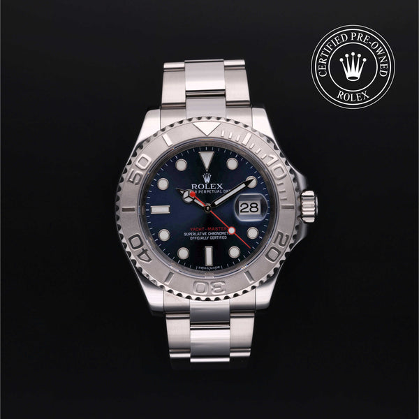 Rolex Certified Pre-owned Yacht-Master M116622-0001 front on black background