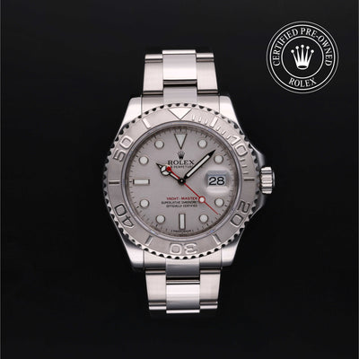 Rolex Certified Pre-owned Yacht-Master M116622-0002 front on black background