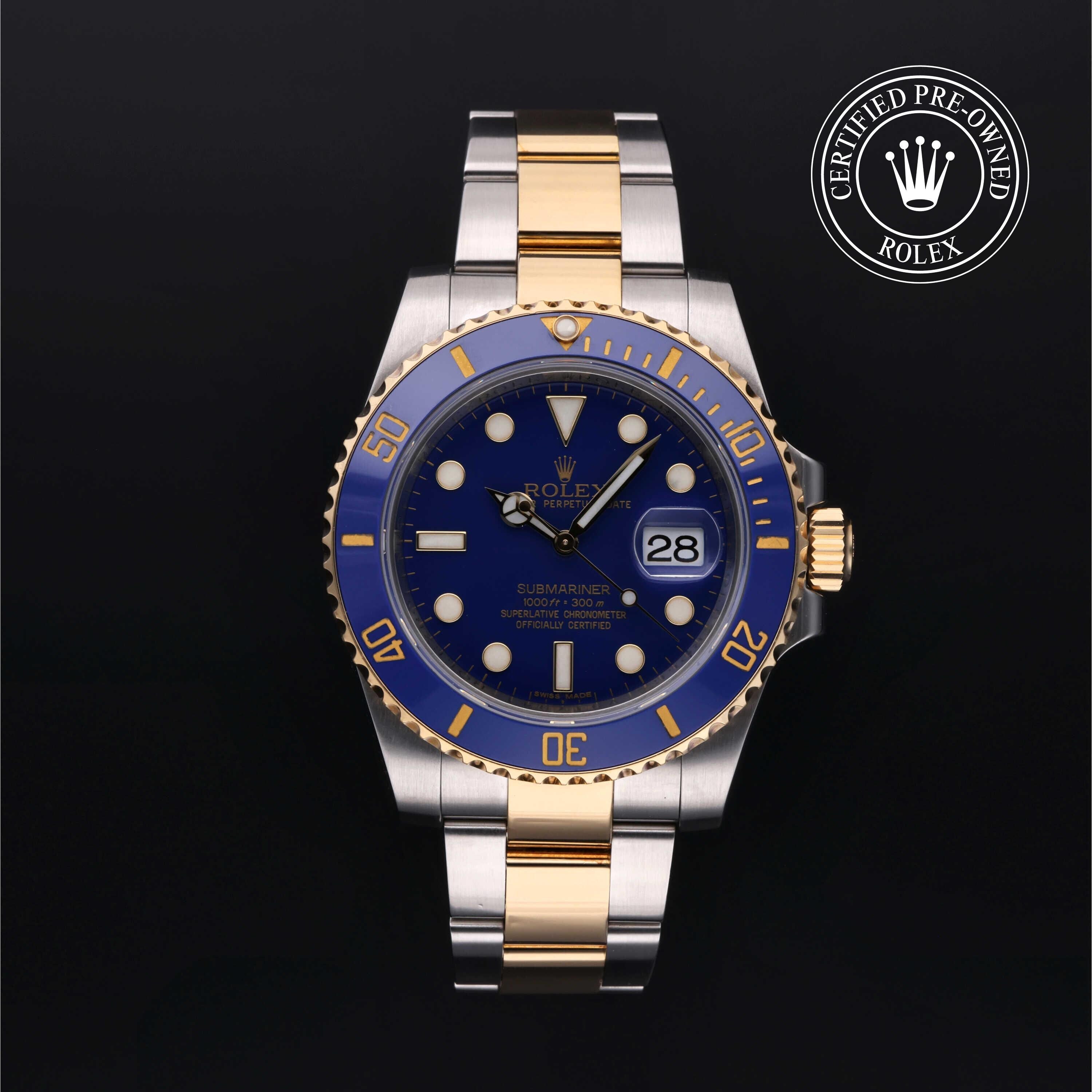 Rolex CPO Submariner M116613LB front on white background