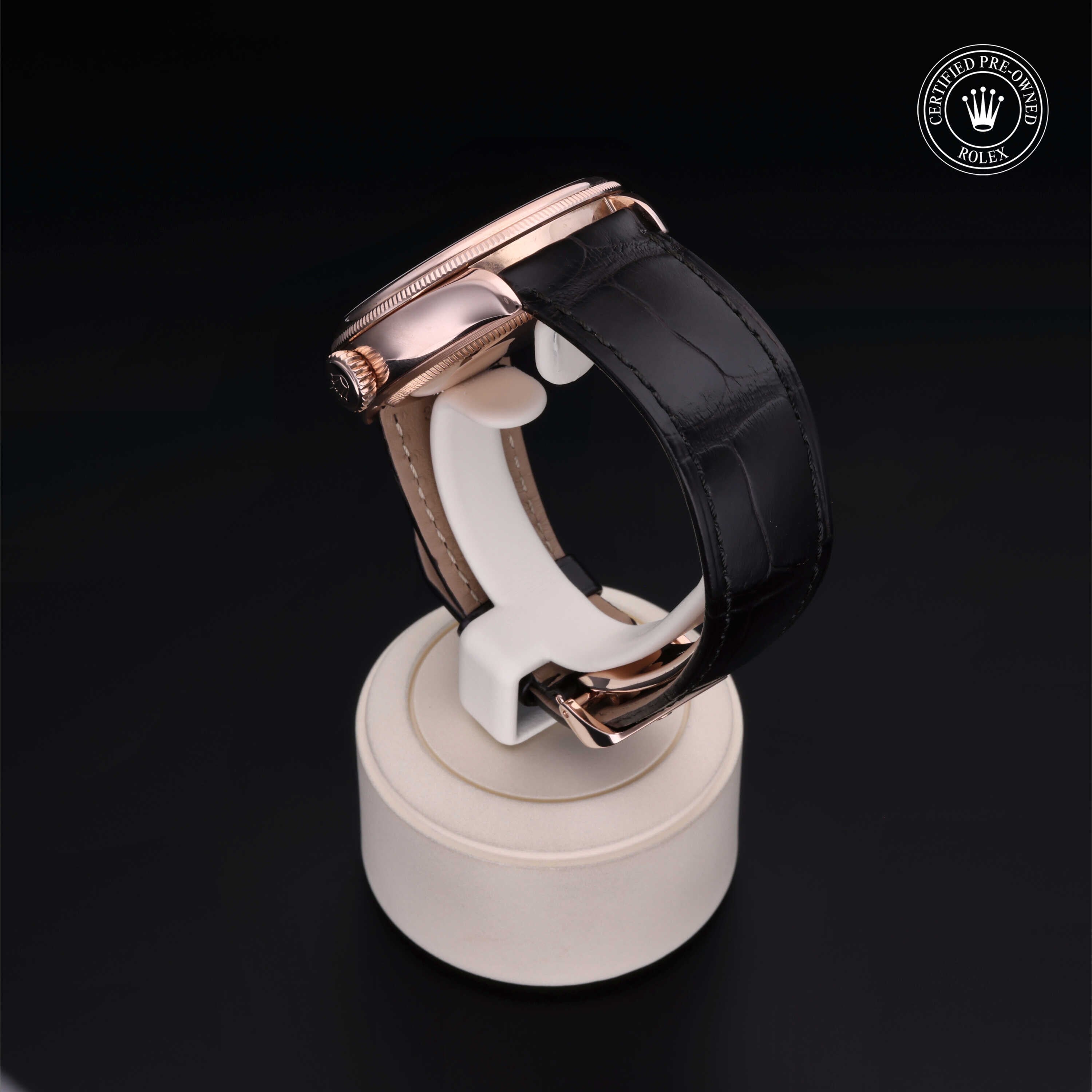 Rolex Certified Pre-owned Cellini M50535-0002 front on black background