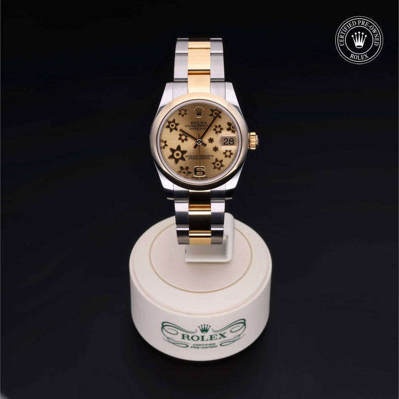 Rolex Certified Pre-owned Lady Datejust M178243-0024 front on black background